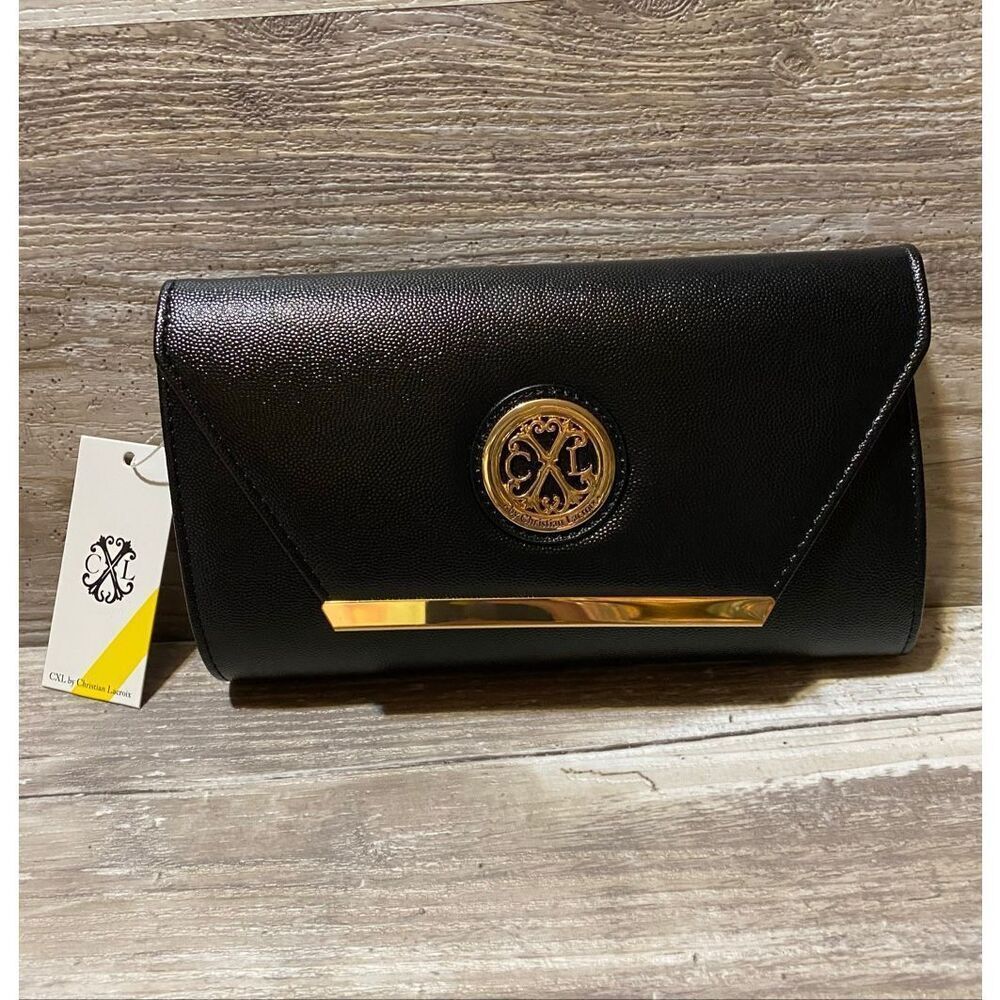 CXL by Christian Lacroix Black & Gold Clutch Crossbody Purse NWT